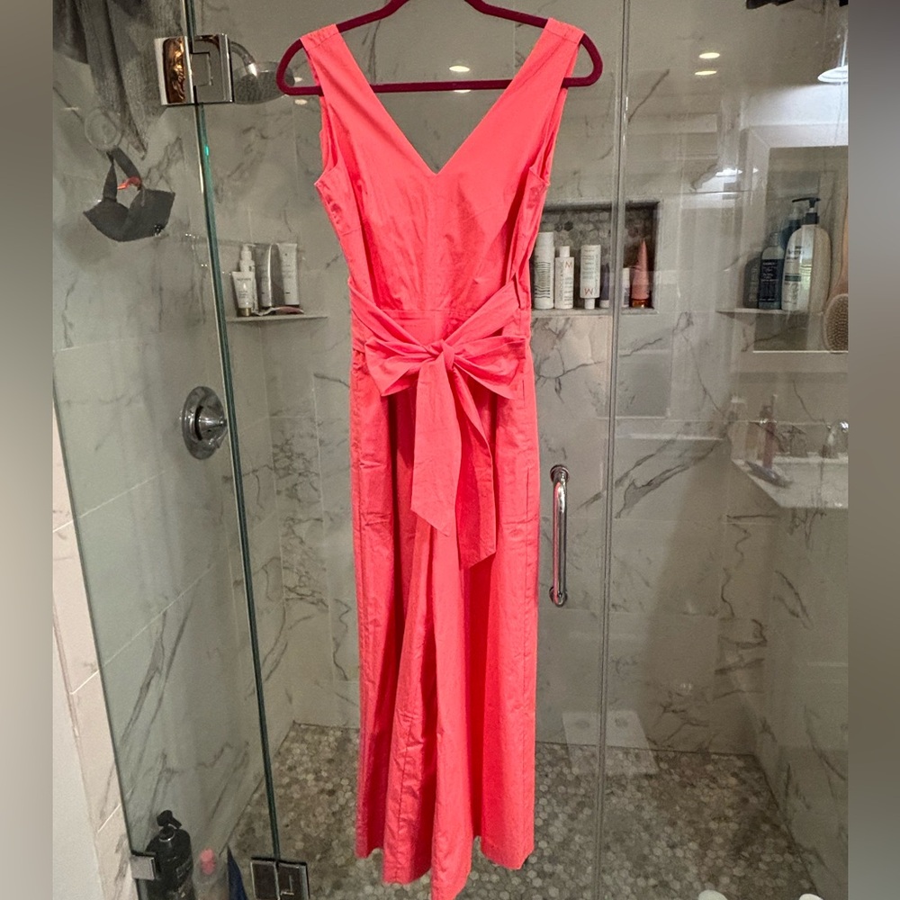 J.Crew Coral Crepe Sleeveless Tie- Wrap Waist Culotte Jumpsuit
